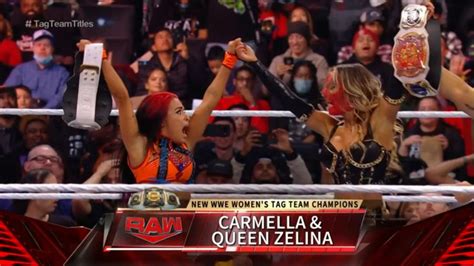 Queen Zelina and Carmella revel in their championship victory.